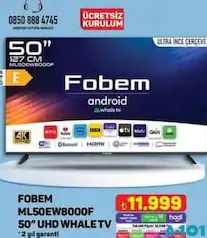 FOBEM ML50EW8000F 50 İNÇ UHD WHALE TV AKILLI TELEVİZYON